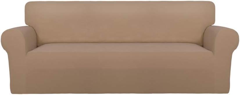 PureFit Super Stretch Sofa Slipcover  Spandex Non Slip Soft Couch Sofa Cover, Washable Furniture Protector with Non Skid Foam and Elastic Bottom for Kids, Pets Oversized Sofa, Camel