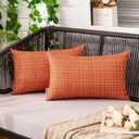 MIULEE Outdoor Waterproof Throw Pillow Covers Decorative Farmhouse Water Resistant Cushion Covers for Tent Patio Garden Couch Sofa Pack of 2, 12x20 Inch Orange