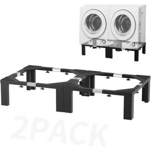 Chinchilla Heavy duty Stainless steel Laundry Pedestal ,12" Height Universal Washer and Dryer Pedestals, Adjustable Universal Washing machine stand and Fridge stand(Black 2 pack)