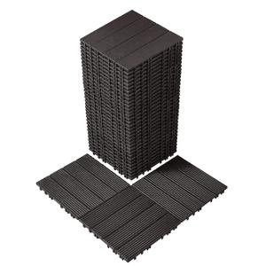 VEVOR 36 sq. ft Plastic Interlocking Deck Tiles, 36 Pack,12"x12" Waterproof Non-Slip Outdoor Flooring All Weather Use, Patio Floor Decking Tiles for Porch Poolside Balcony Backyard, Dark Brown