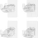 4 Pieces Self Adhesive Curtain Rod Bracket, Universal Plastic Curtain Rod Holders, No Drill Curtain Rod Brackets Curtain Rod Hooks for Bathroom, Bedroom, Livingroom, Kitchen (Transparent)