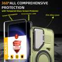 for Samsung Galaxy S23 Plus Case Magnetic[Compatible with MagSafe Support Wireless Charger]Built-in Camera Cover Stand+with Screen Protector,for S23+Plus Case Full-Body Phone Protection Green