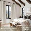 102 Inch Pinch Pleated Blackout Curtains for Bedroom 2 Panels Thick Linen Textured Memory Trained 100% Black Out Room Darkening Natural Cream Ivory Window Curtains Double Layer Pinch Pleat Drapes