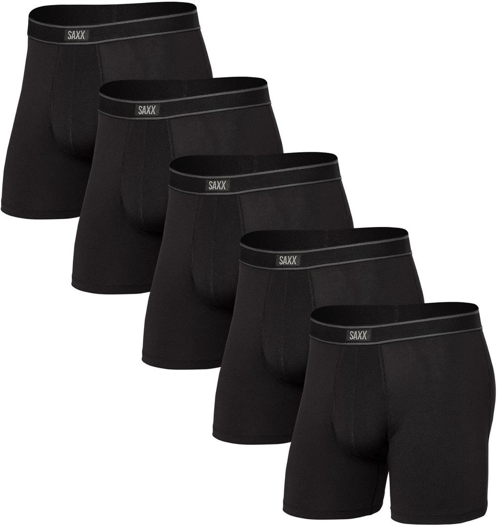 SAXX Underwear Co. Men's Daytripper Comfort Stretch Boxer Brief Fly 5 Pack (Medium, Black)