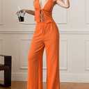 Women's 2 Pack Textured Fabric Pleated Halter Top Loose Wide Leg Pants Set M