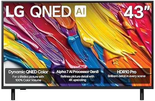 LG 43-Inch Class QNED AI 4K QNED82A Series Smart TV w/AI Sound, HDR10, 4K Super Upscaling, Filmmaker Mode, Wow Orchestra, Alexa Built-in (43QNED82AUA, 2025)