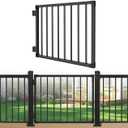Deck Gate Outoor, 42 Black Heavy Duty Steel Anti-Rust Fence Door with Adjustable Width (Up to 48"), Easy Installation Metal Gate for Residential, Yard, Patio, with Hinges and Latch