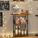 Mini Floor Standing Coffee Bar Shelf,3-Tier Small Coffee Table, Corner Farmhouse Coffee Bar Cabinet Dining Room, Living Room-Capsules, Coffee Maker(Brown+Black)
