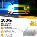 10 x Night Vision Driving Glasses Polarized Anti-glare, HD Yellow Tinted Glasses for Women Men (A07 Flower/Yellow)