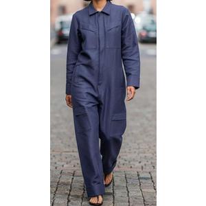 LONG SLEEVES LOOSE SOLID COLOR ZIPPER LAPEL JUMPSUITS