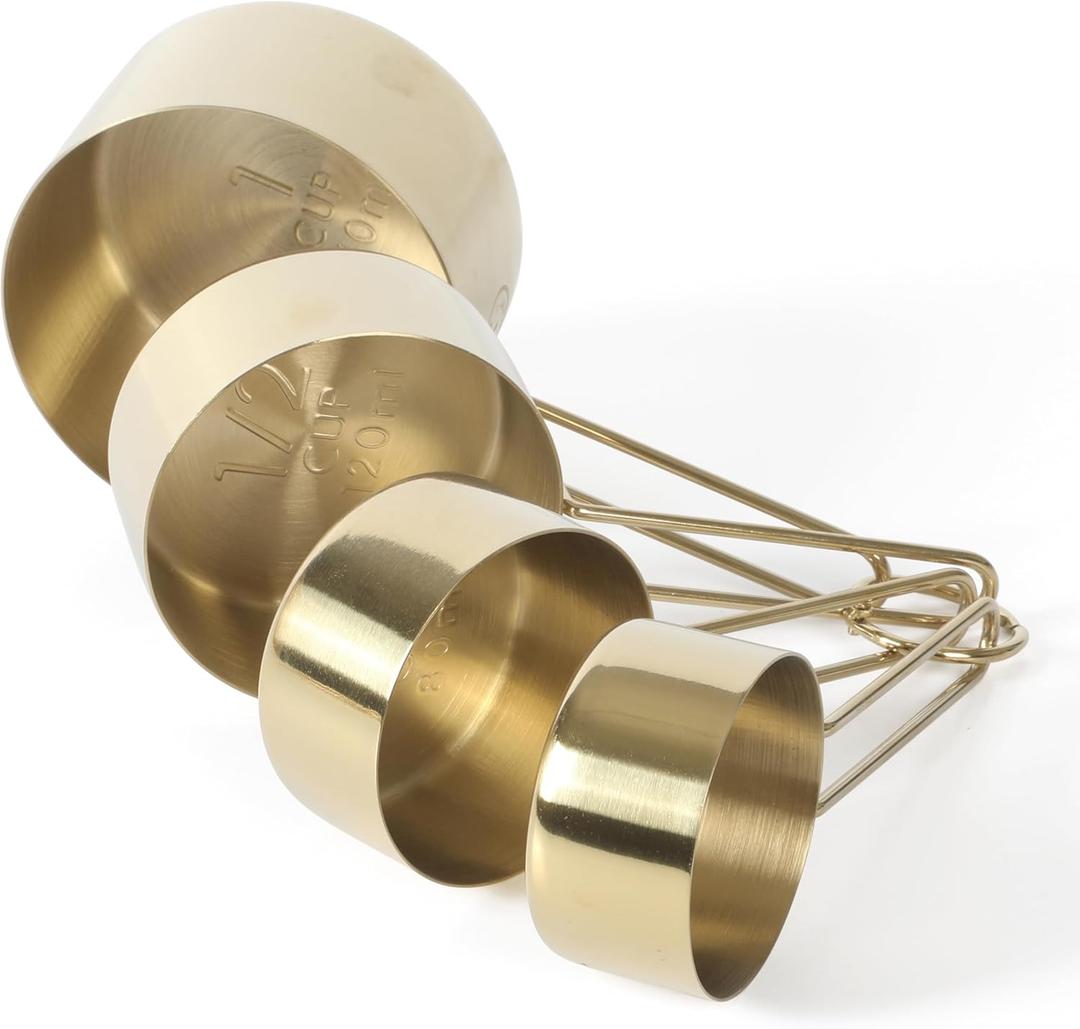 Martha Stewart Richburn 4-Piece Gold Stainless Steel Measuring Cup Set  Durable and Stylish Kitchen Measuring Tools for Baking and Cooking
