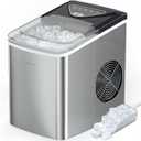 Silonn Ice Makers Countertop, 9 Cubes Ready in 6 Mins, 26lbs in 24Hrs, Self-Cleaning Ice Machine with Ice Scoop and Basket, 2 Sizes of Bullet Ice for Home Kitchen Office Bar Party (Stainless Steel)