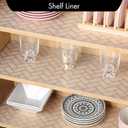 Cooyes Shelf Liner for Kitchen Cabinets Non-Adhesive Waterproof Drawer Liner Durable EVA Material Easy-to-Cut Shelf Paper for Refrigerator, Cupboard, Dresser with Modern Pattern Antique Golden, 23.6"W x 118"L