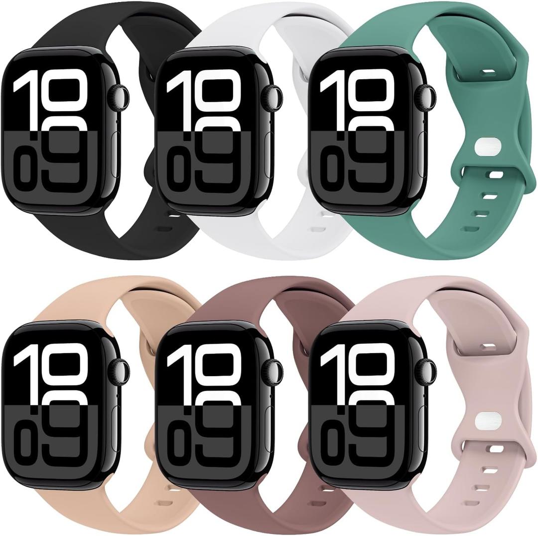 THWALK 6 Pack Sport Bands Compatible with Apple Watch Band Ultra 3/2/1 49mm, Series 11/10 46/42mm, 9/8/7 45/41mm, SE/6/5/4 44/40mm, 3/2/1 42/38mm for Women Men