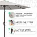 JEAREY 9FT Outdoor Patio Umbrella, Market Umbrella, Fog Gray