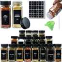 36Pcs Spice Jars Containers with Labels，4oz Black Seasoning Bottles with Shaker Lids for Rack, Cabinet, Drawer,Empty Square Condiment Pots (36, Black)