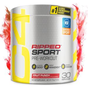 C4 Ripped Sport Pre Workout Powder Fruit Punch - NSF Certified for Sport + Zero Sugar Preworkout Energy Supplement for Men & Women - 135mg Caffeine + Weight Loss - 30 Servings (EXP 11/30/26)