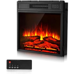 VEVOR Electric Fireplace Insert, 18 inch Recessed and Wall Mounted with Adjustable 3 Flame Brightness Levels & 24h Timer & Remote Control, Indoor Heater w/Overheat Protection, 5000BTU Black