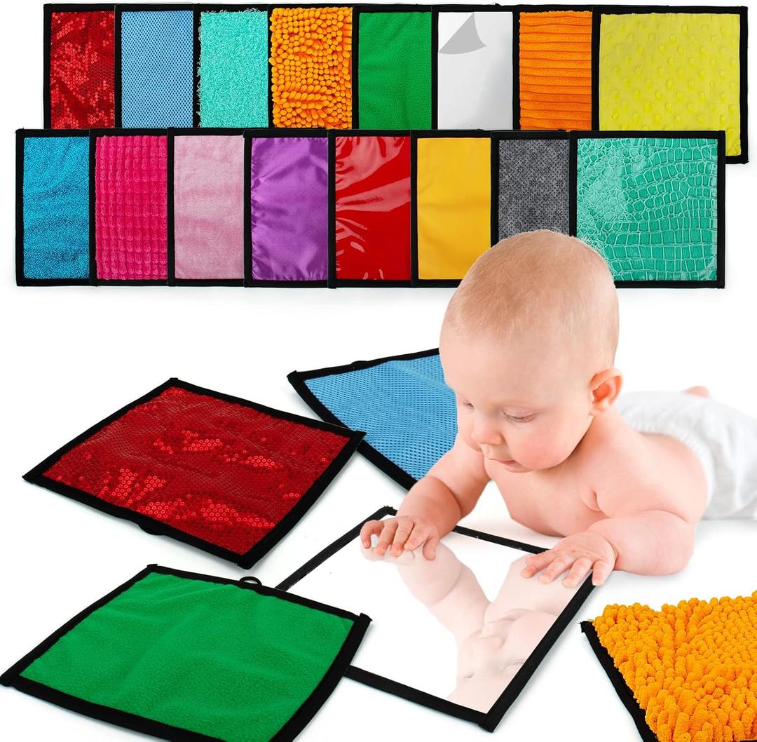 16 Set Sensory Mini Mats Assorted Textured Sensory Floor Tiles - Sensory Walls, Early Sensory Exercise Sensory Mats Sensory Toys for Autistic Children Kids Baby Toddler Fidgeting Activity