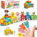 Learning Toys for Toddlers 2 3 4 Years, Musical Educational Farm Train Montessori Learning Toy with 6 Farm Animals and Farmer Learn, Key Unlock Fun, Easter Christmas Birthday Gift for Kids Boys Girls