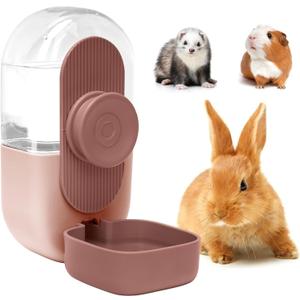 Kenond 28oz Hanging Automatic Rabbit Water Bottle, Guinea Pig Water Bottle No Drip, Gravity Water Dispenser for Cage, Suitable for Guinea Pig, Bunny, Hamsters and Other Small Animals(Pink)