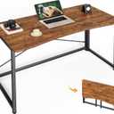 Huuger Folding Desk for Small Spaces, 39.3 Inch Foldable Computer Table, for Home Office, Study, Bedroom, Dorm, Space Saving, Small Writing Work Office Computer Desk, Easy to Fold, Rustic Brown, 18.9"D x 39.4"W