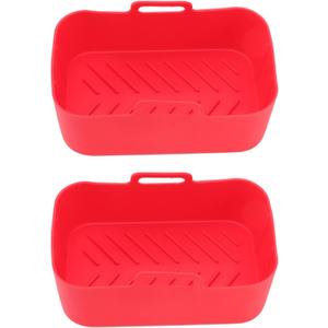 Fryer Silicone Basket, Fryer Silicone Liner Non Stick Non BPA with Brush for Cooking Accessories (Red)