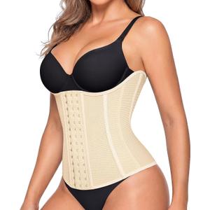 Nebility Waist Trainer for Women Corset Shapewear Tummy Control Waist Cincher Body Shaper Workout Girdle (Beige, L)