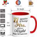 11 Year Wedding Anniversary Couple Gifts - Mr Right Mrs Always Right 11oz Coffee Mugs Set of 2, 11th Anniversary Party Decor Gifts for Parents Wife Husband Lovers Aunt Uncle(11Y)
