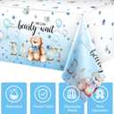 Tegeme 6 Pack Bear Baby Shower Tablecloth Plastic Bear Table Cover We Can Bearly Wait Tablecloth for Kids Birthday Party and Gender Reveal Decorations, 54 x 108 Inch (Blue)