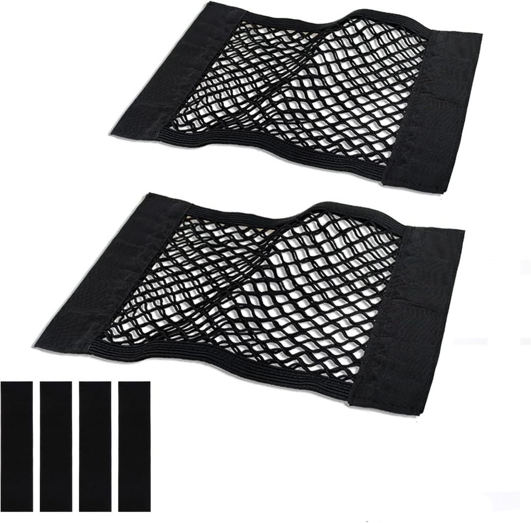 Universal Mesh Cargo Net for Car Trunk Storage,Elastic Small Automotive Cargo Net Pocket Wall Sticker Organizer Pouch Bag Storage for SUV,2 Pack with Tape Stickers (15 x9.5 inch)