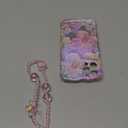 Jusy Oil Painting Flower Compatible with iPhone 12 Pro Case, with Bracelet Chain, Colorful Retro Floral Cute Curly Wave Frame Women Girls-Pink