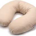 Buckwheat Neck Pillow for Sleeping U Shaped Pillow Cooling Travel Head Support Pillow for Neck Pain Relief Side Sleepers Buckwheat Hulls Concealed Zipper (12x12 inch, Light-tan)