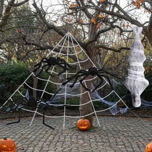 5 Pcs Halloween Hanging Corpse Outdoor Decorations 70 Inch Corpse Props with Spider Web and Black Plush Spiders Scary Giant Skeleton Party Supplies for Halloween Yard Haunted House