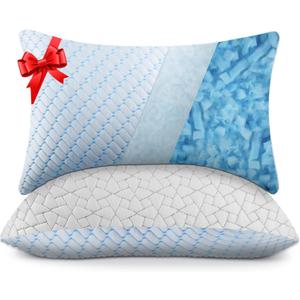 WOLKI King Size Pillows Set of 2 Shredded Memory Foam Pillows 2 Pack, Adjustable Firm Pillow for Side Sleepers, Back, Stomach, Hot Sleepers (20x36)