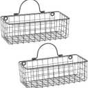 DII Farmhouse Vintage Dcor, Wire Wall Basket, Small, Black, 2 Piece