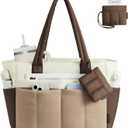 LOVEVOOK Puffer Tote Bag for Women Quilted Work Tote Handbags with Zipper 15.6 inch Teacher Nurse Bags for Office