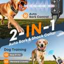 Delupet 2-in-1 Dog Bark & Shock Collar 4500FT Dog Training Collar with Remote, 3 Training Modes & LED Light, IPX8 Waterproof E Collars with Anti-Barking for Small Medium Large Dog (Titanium)