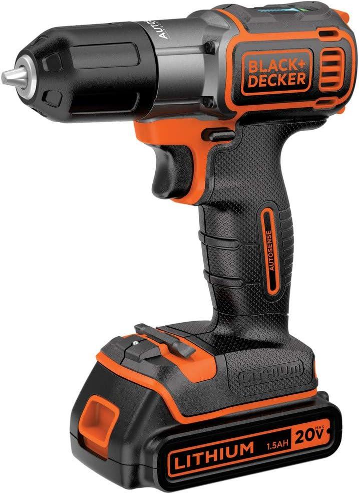 BLACK+DECKER 20V MAX* POWERCONNECT 3/8 in. Cordless Drill/Driver with AUTOSENSE Kit (BDCDE120C)