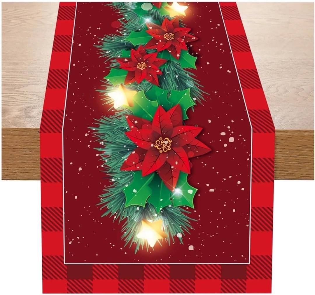 Christmas Decorations Christmas Table Runner Merry Christmas Decoration for Home 2023 Tablecloth Table Decor Navidad Noel Natal New Year Gifts Winter Tabletop Ornaments Dinner Party Supplies (Color :