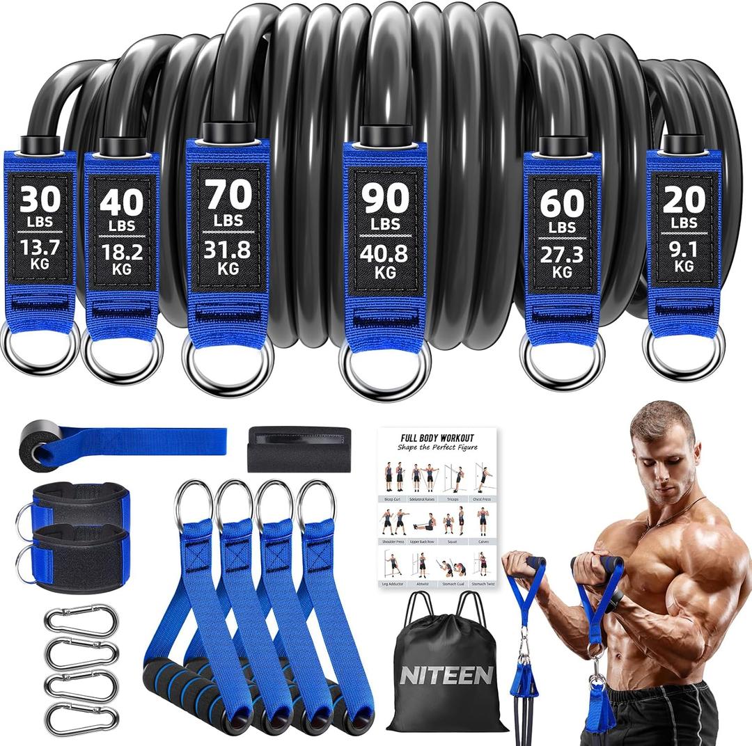 Heavy Resistance Bands for Working Out, NITEEN Resistance Bands with Handles Weight Exercise Bands for Men Women, Workout Bands with Door Anchor and Ankle Straps Strength Training Equipment (310lbs)