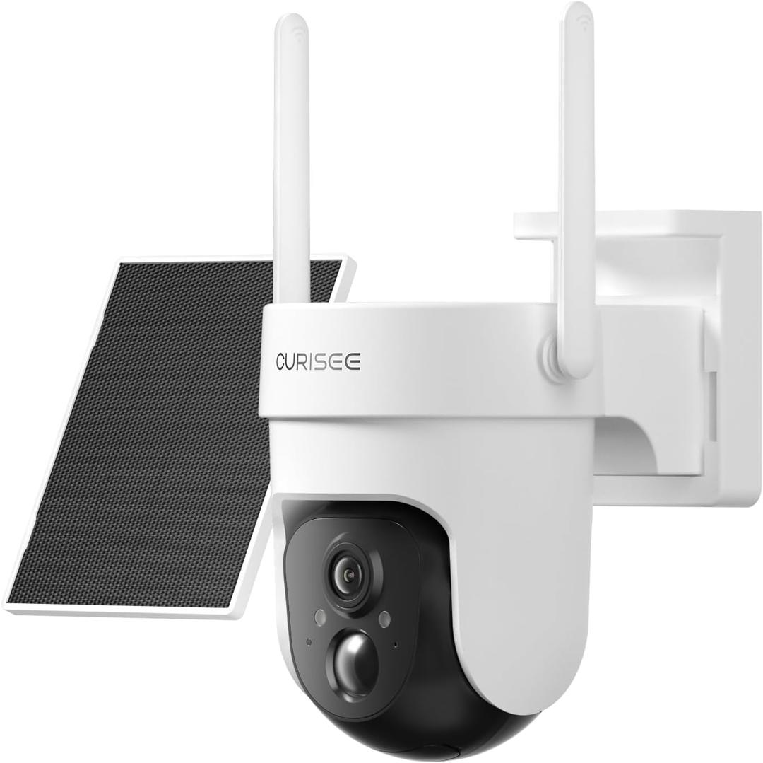 2K Security Cameras Wireless Outdoor, Solar Powered Cameras for Home Security with 360 Viewing, PIR Motion Detection, Color Night Vision, 2.4Ghz WiFi, 2-Way Audio, Cloud/SD, Works with Alexa