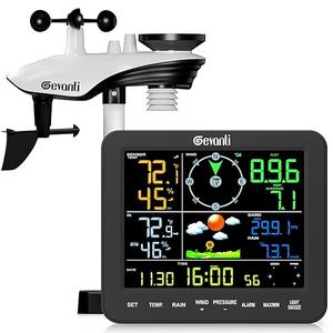 SA8 Home Weather Station with Rain Gauge and Wind Speed, Weather Stations Wireless Indoor Outdoor with Rain Gauge Outdoor, Forecast, Temperature, Humidity, Moon Phase, Alarm Clock(No WiFi)