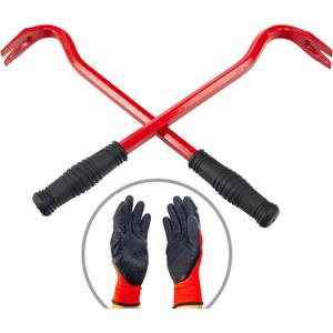 Small Angled Pry Bar Short Crow Bar Wrecking Bar Red with Handle Nail Puller Remover Heavy Duty (2)