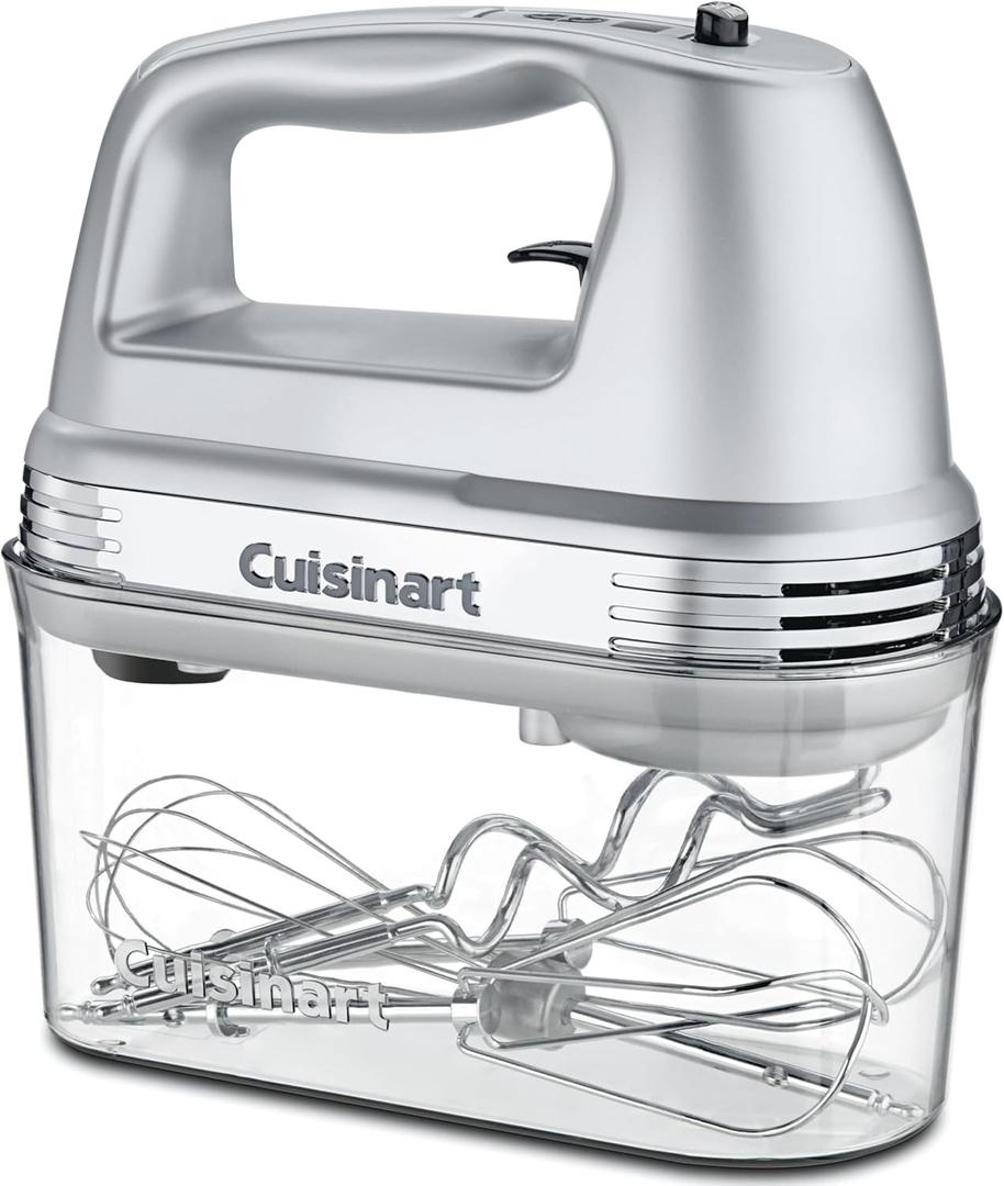 Cuisinart Power Advantage Plus 9-Speed Hand Mixer, 220W Motor, Electric Mixer with Dishwasher-Safe Beaters, Storage Case, HM-90BCS, Brushed Chrome