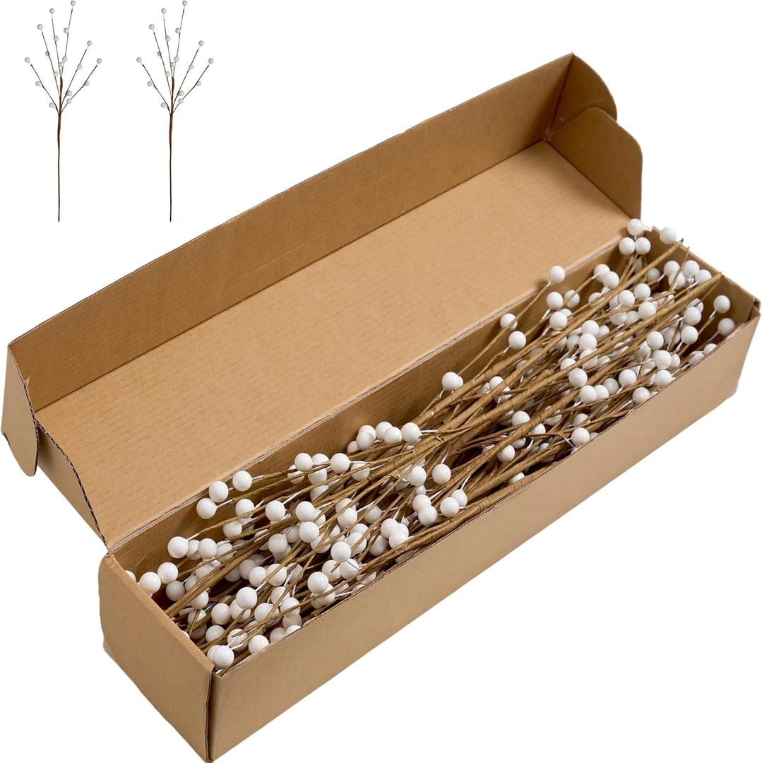 Winter Decorations 24 Pcs Artificial Berry Stems 17inch White Berry Picks for Christmas Holiday Flower Arrangements Home Centerpieces DIY Ornaments