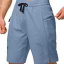 Men's Swim Trunks Quick Dry Board Shorts with Zipper Pockets Beach Shorts Bathing Suits for Men - No Mesh Liner, Light Blue