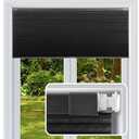 FabuBlinds Cordless Cellular Shades, No Drill No Tools Light Filtering Honeycomb Shades, Pleated Blinds for Windows, Easy to Install, Black 42" W x 64" H