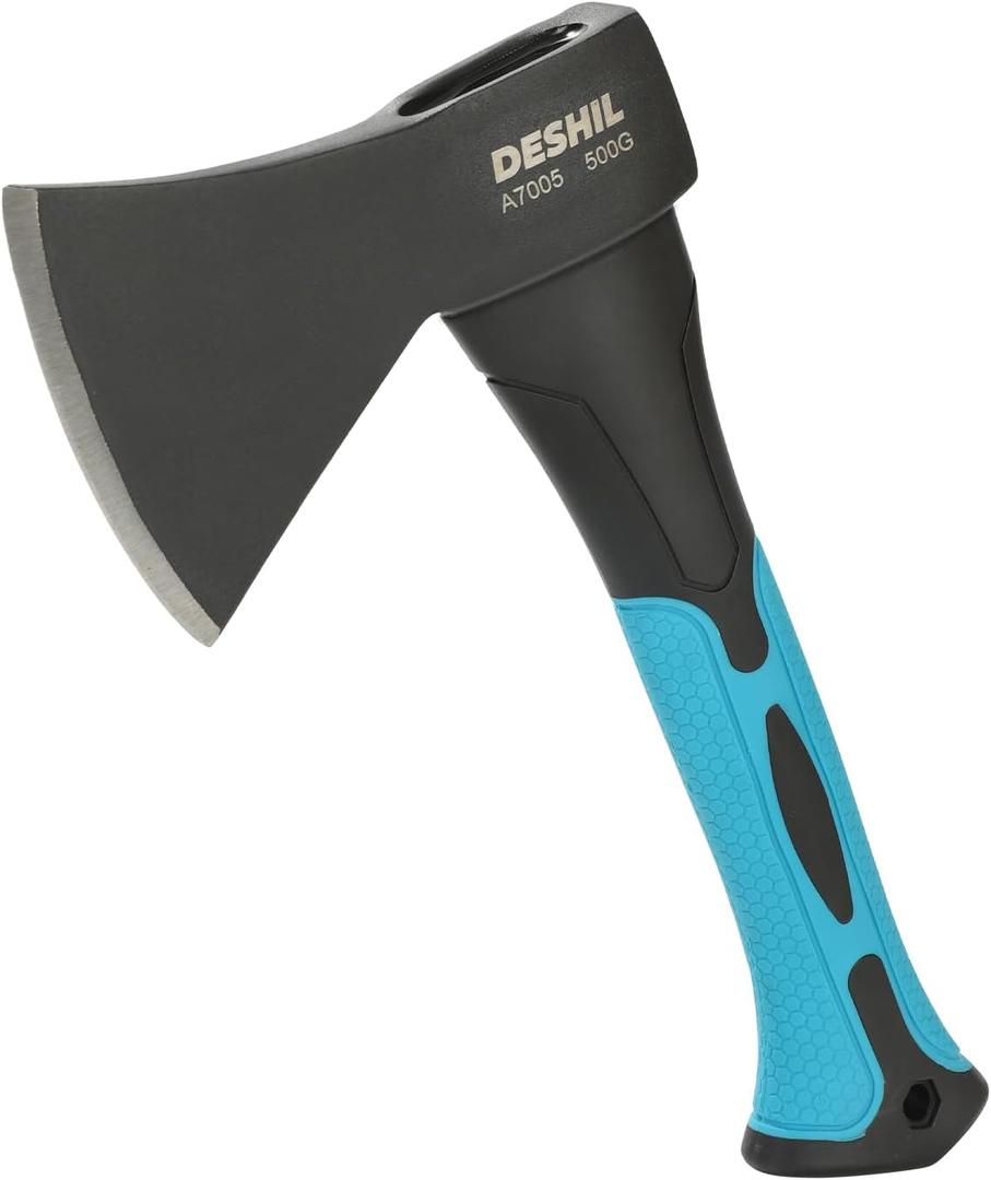 10 Outdoor Hatchet Forged Carbon Steel Heat Treated Hand Tool, Fiberglass Shock Reduction Handle with Anti-Slip Grip, Blue