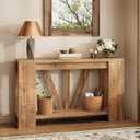 Console Table for Entryway, 47 Inches Narrow Sofa Table Behind The Couch, Farmhouse Wood Entry Table with Storage Shelves for Hallway Foyer Living Room, Rustic Wood Grain, 47.24"W